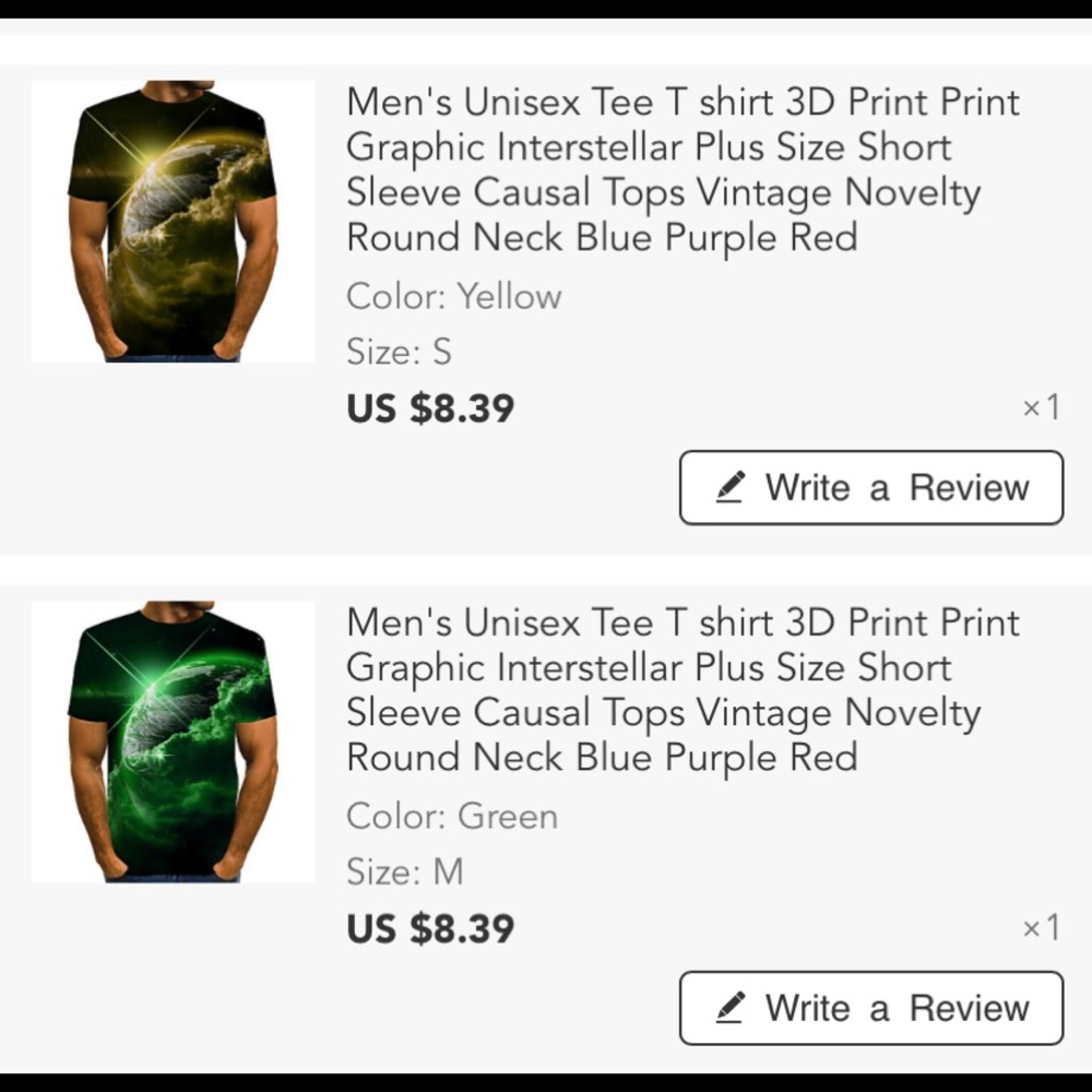 2 shirts 3D graphic 1 small 1 Med.